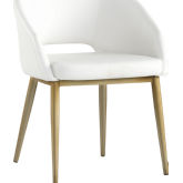 Thatcher Dining Chair in Snow White Leatherette on Antique Brass